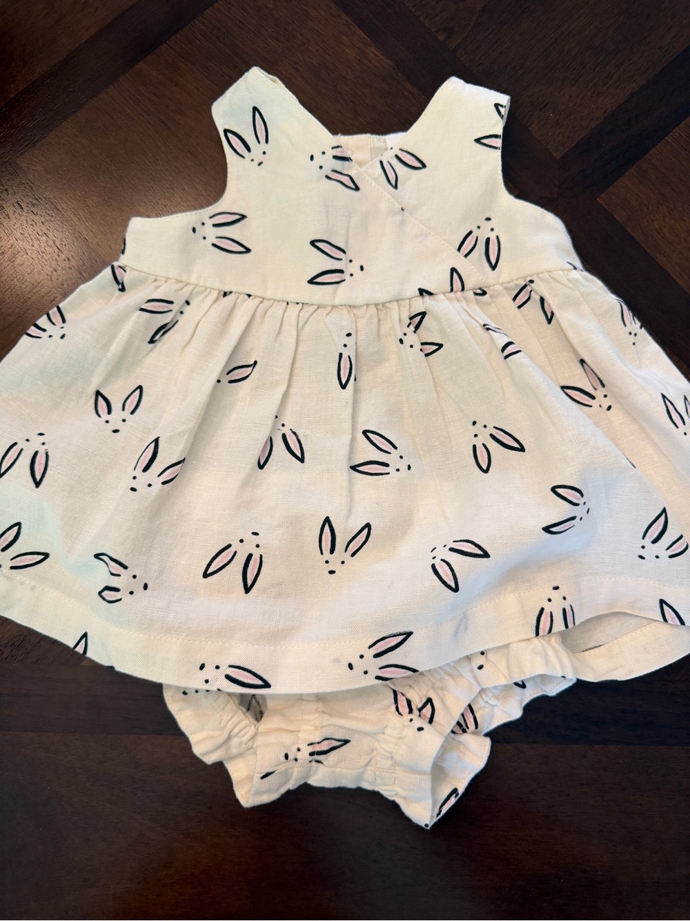 Hanna Andersson Cream Dress with Black and Pink Bunny Ear Print